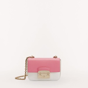 Crossbody Kabelka Furla METROPOLIS Damske Ruzove Biele | 9247-BJZSC