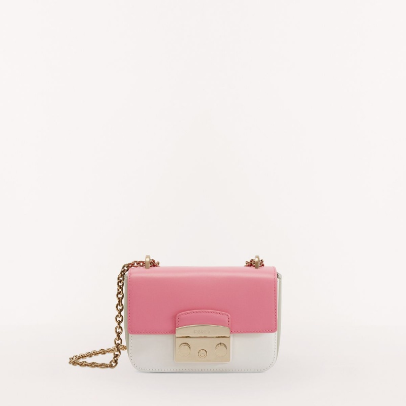 Crossbody Kabelka Furla METROPOLIS Damske Ruzove Biele | 9247-BJZSC